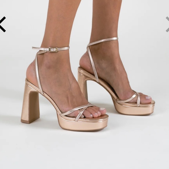 MIM Greta Metallic Silver and Gold Platform Heel, Size 38, New - Picture 2 of 8